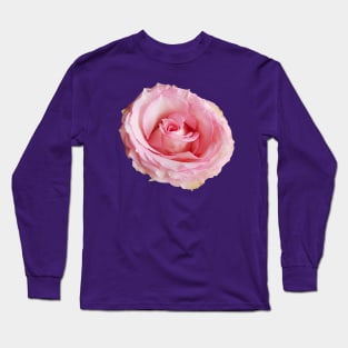 Pink Rose Floral Photo Cutout Long Sleeve T-Shirt